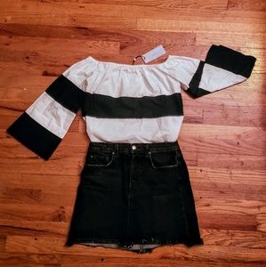 Off the shoulder 100% cotton striped top